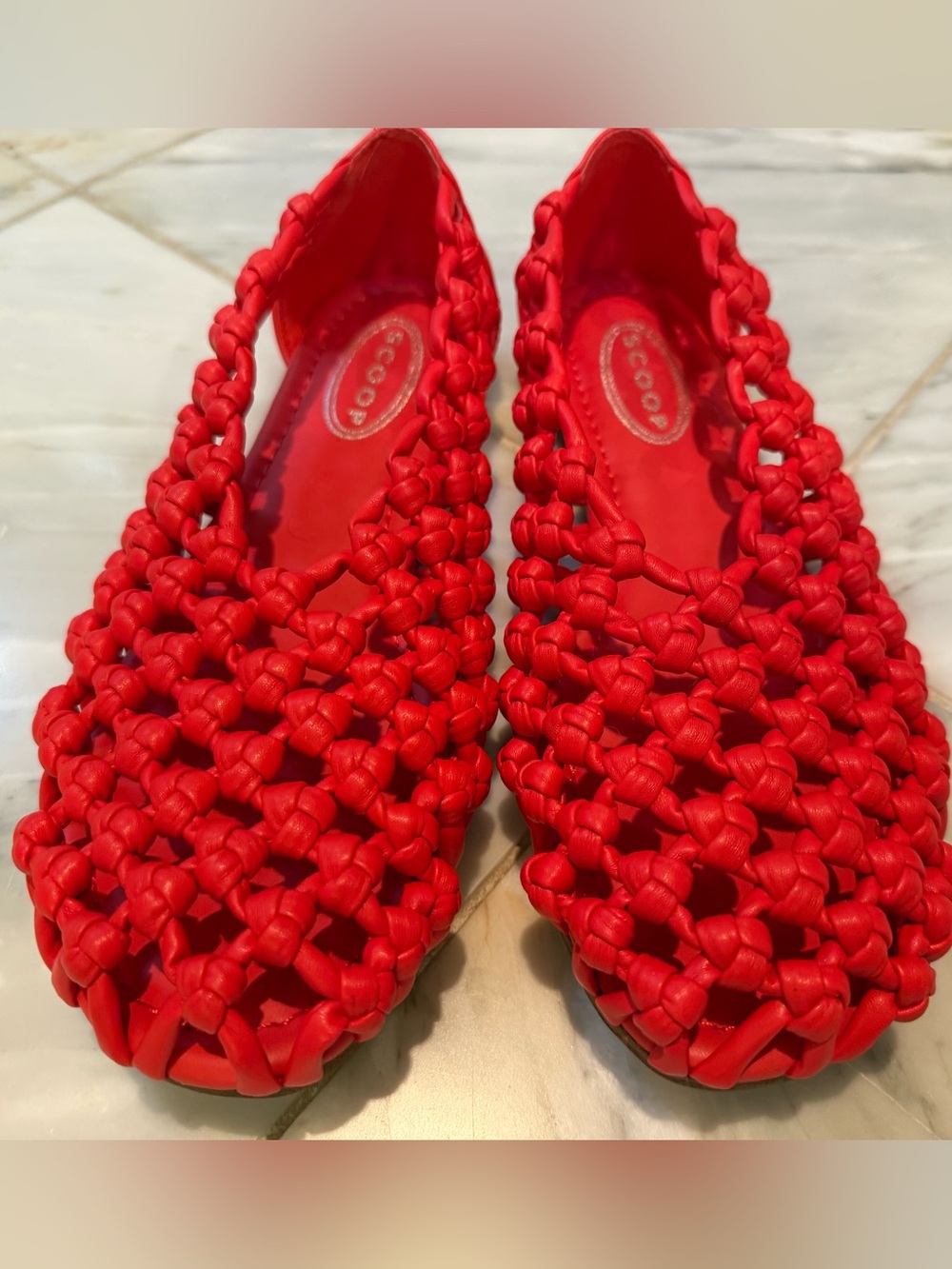 Scoop Crochet Knot Ballet Flats Coral Pink Size 8 EUC MSRP $45